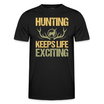 Hunting keeps life exciting - Men's Functional T-Shirt - black - Front - AI Model Male 178 dark (178cm)