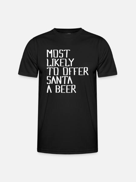 Offering Santa Claus a beer - Men's Functional T-Shirt - black