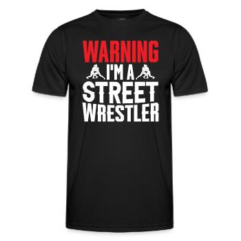 Warning: I'm a street fighter - Men's Functional T-Shirt - black - Front - AI Model Male 178 dark (178cm)