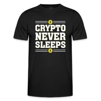Crypto Never Sleeps - Men's Functional T-Shirt - black - Front - AI Model Male 178 dark (178cm)