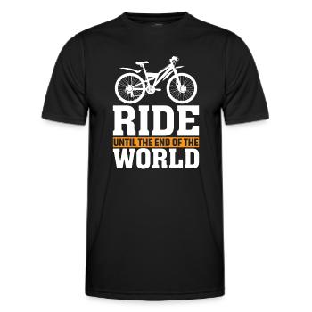 Radfahren Bis Zum Ende Der Welt - Männer Funktions-T-Shirt - Schwarz - Vorne - AI Model Male 178 dark (178cm)