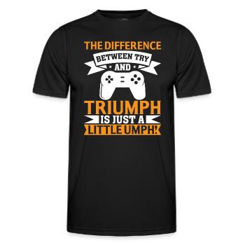 La différence entre l’essai et - T-shirt sport Homme - noir - Devant - AI Model Male 178 dark (178cm)