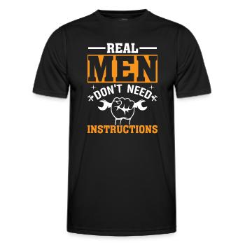 Les vrais hommes n’ont pas besoin d’instructions - T-shirt sport Homme - noir - Devant - AI Model Male 178 dark (178cm)