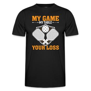 Mon jeu Ma table Ta perte - T-shirt sport Homme - noir - Devant - AI Model Male 178 dark (178cm)