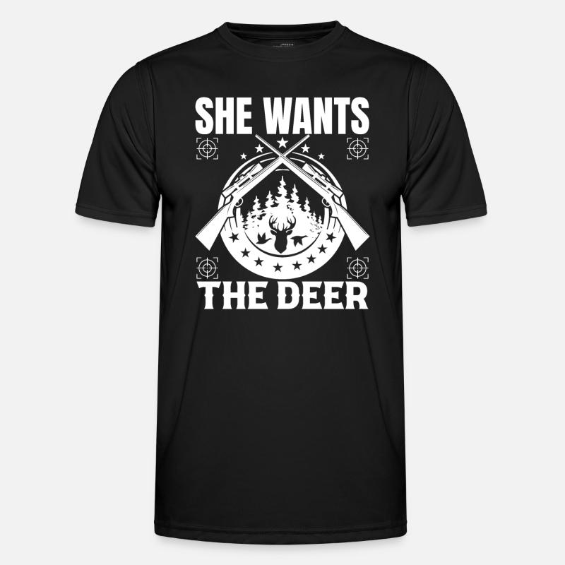 Sie Will Die Hirsche - Männer Funktions-T-Shirt - Schwarz