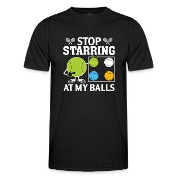 Stop Starring At My Balls - Men's Functional T-Shirt - black - Front - AI Model Male 178 dark (178cm)