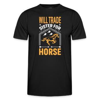 Wird Schwester gegen Pferd eintauschen - Männer Funktions-T-Shirt - Schwarz - Vorne - AI Model Male 178 dark (178cm)