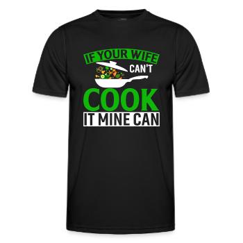 Wenn deine Frau es nicht kochen kann, kann es meins - Männer Funktions-T-Shirt - Schwarz - Vorne - AI Model Male 178 dark (178cm)