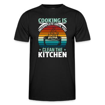 La cuisson est incomplète tant que vous n’avez pas nettoyé la cuisine - T-shirt sport Homme - noir - Devant - AI Model Male 178 dark (178cm)