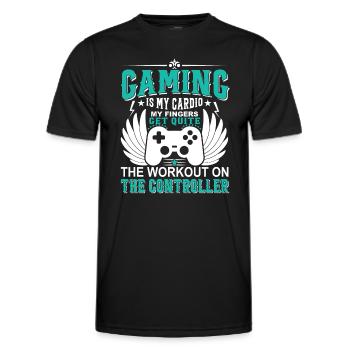 Gaming ist mein Cardio - meine Finger werden ziemlich wor - Männer Funktions-T-Shirt - Schwarz - Vorne - AI Model Male 178 dark (178cm)