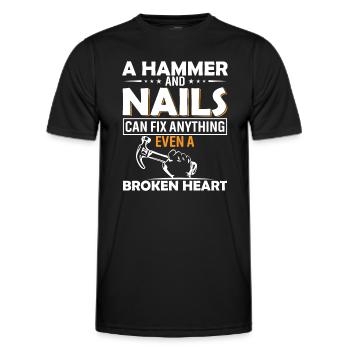Ein Hammer und Nägel können alles reparieren, auch ein kaputtes - Männer Funktions-T-Shirt - Schwarz - Vorne - AI Model Male 178 dark (178cm)