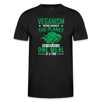Véganisme : sauver les animaux, la planète et votre santé - T-shirt sport Homme - noir - Devant - AI Model Male 178 dark (178cm)