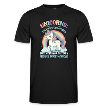 Einhörner: Die einzigen Lebewesen, die Glitzer erzeugen können - Männer Funktions-T-Shirt - Schwarz - Vorne - AI Model Male 178 dark (178cm)