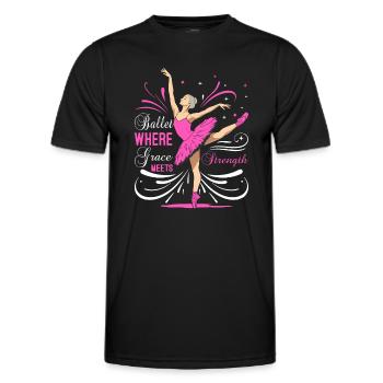 Ballett: Wo Anmut auf Kraft trifft - Männer Funktions-T-Shirt - Schwarz - Vorne - AI Model Male 178 dark (178cm)