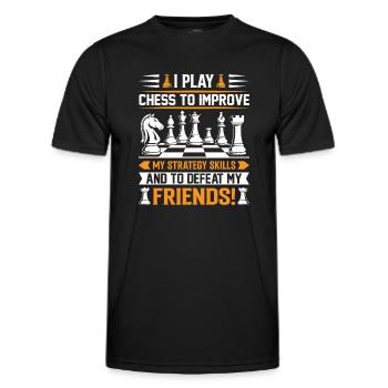 Ich spiele Schach, um meine Strategiefähigkeiten zu verbessern – und - Männer Funktions-T-Shirt - Schwarz - Vorne - AI Model Male 178 dark (178cm)
