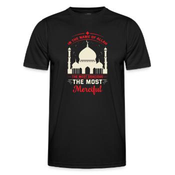 Im Namen Allahs, des Allergnädigsten, des Allerbarmsten - Männer Funktions-T-Shirt - Schwarz - Vorne - AI Model Male 178 dark (178cm)