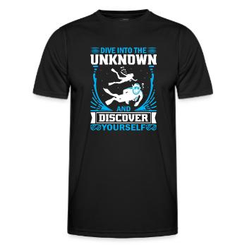 Tauchen Sie ein in das Unbekannte und entdecken Sie sich selbst. - Männer Funktions-T-Shirt - Schwarz - Vorne - AI Model Male 178 dark (178cm)