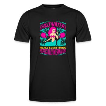 Salzwasser heilt alles - vor allem Meerjungfrauen! - Männer Funktions-T-Shirt - Schwarz - Vorne - AI Model Male 178 dark (178cm)
