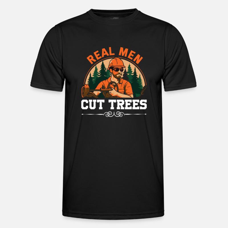Echte Männer fällen Bäume - Männer Funktions-T-Shirt - Schwarz