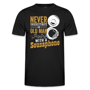 Never Underestimate An Old Man With A Sousaphone - Men's Functional T-Shirt - black - Front - AI Model Male 178 dark (178cm)