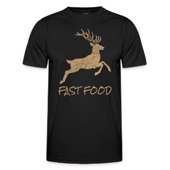 Fast Food flüchtender Hirsch Wildwechsel - Männer Funktions-T-Shirt - Schwarz - Vorne - AI Model Male 178 dark (178cm)