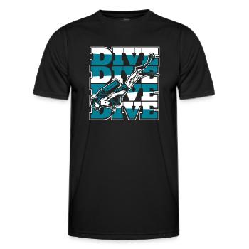 Dive Diving Mask Diving Fins Goggles - Men's Functional T-Shirt - black - Front - AI Model Male 178 dark (178cm)
