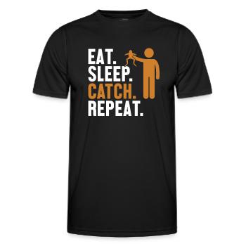 Eat Sleep Catch Repeat Kaulquappe Laubfrosch - Männer Funktions-T-Shirt - Schwarz - Vorne - AI Model Male 178 dark (178cm)