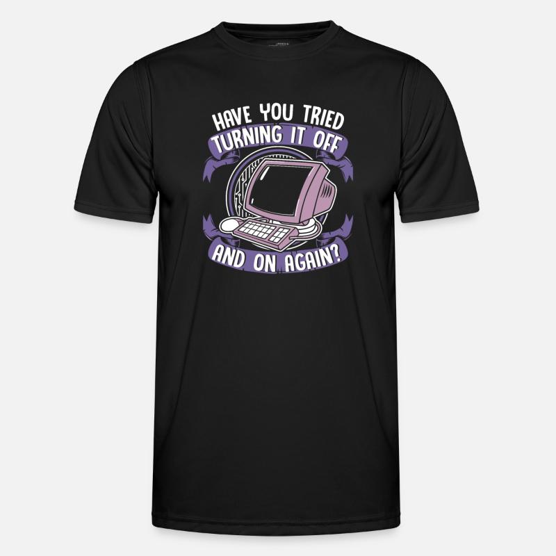 Essayez de l’éteindre et de le rallumer Opérations informatiques - effectué. - T-shirt sport Homme - noir
