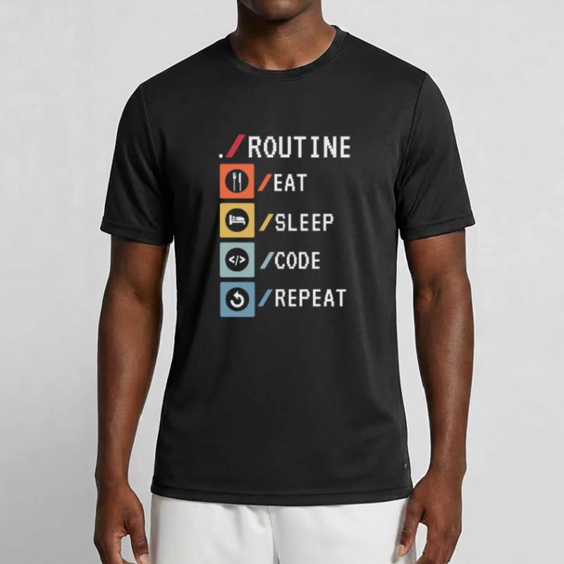 Routine Eat Sleep Code Repeat Developer Coder T-shirt sport Homme