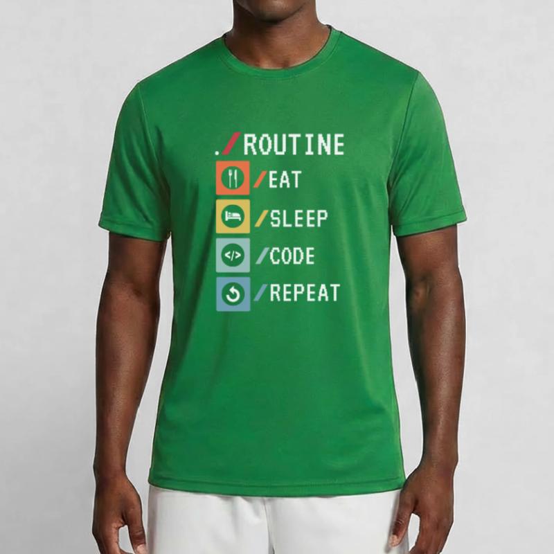 Routine Eat Sleep Code Repeat Developer Coder T-shirt sport Homme