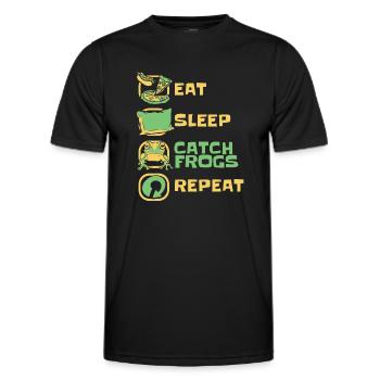 Eat Sleep Catch Frogs Repeat Kröte Kaulquappe - Männer Funktions-T-Shirt - Schwarz - Vorne - AI Model Male 178 dark (178cm)