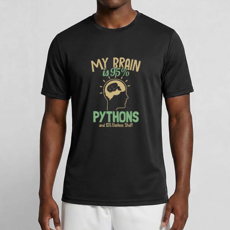Mon cerveau est composé à 95% de pythons Python Snake Banana T-shirt sport Homme