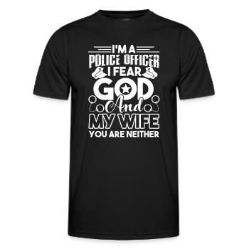 Police Officer Police Officer Fears God Wife - Men's Functional T-Shirt - black - Front - AI Model Male 178 dark (178cm)