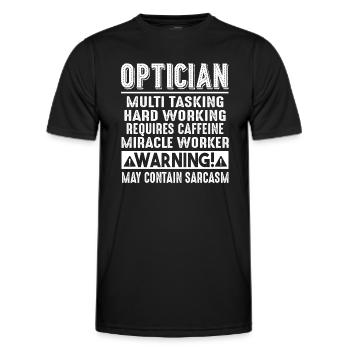 Optician Optician Warning - Men's Functional T-Shirt - black - Front - AI Model Male 178 dark (178cm)