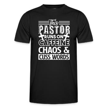 Pastor Pastor Runs On Caffeine - Men's Functional T-Shirt - black - Front - AI Model Male 178 dark (178cm)