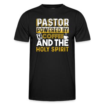Pastor Pastor Powered By Coffee - Men's Functional T-Shirt - black - Front - AI Model Male 178 dark (178cm)