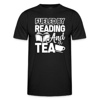 Reading Fueled By Reading And Tea - Men's Functional T-Shirt - black - Front - AI Model Male 178 dark (178cm)