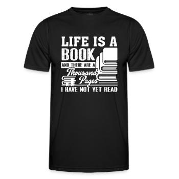 Book Life Is A Book - Men's Functional T-Shirt - black - Front - AI Model Male 178 dark (178cm)