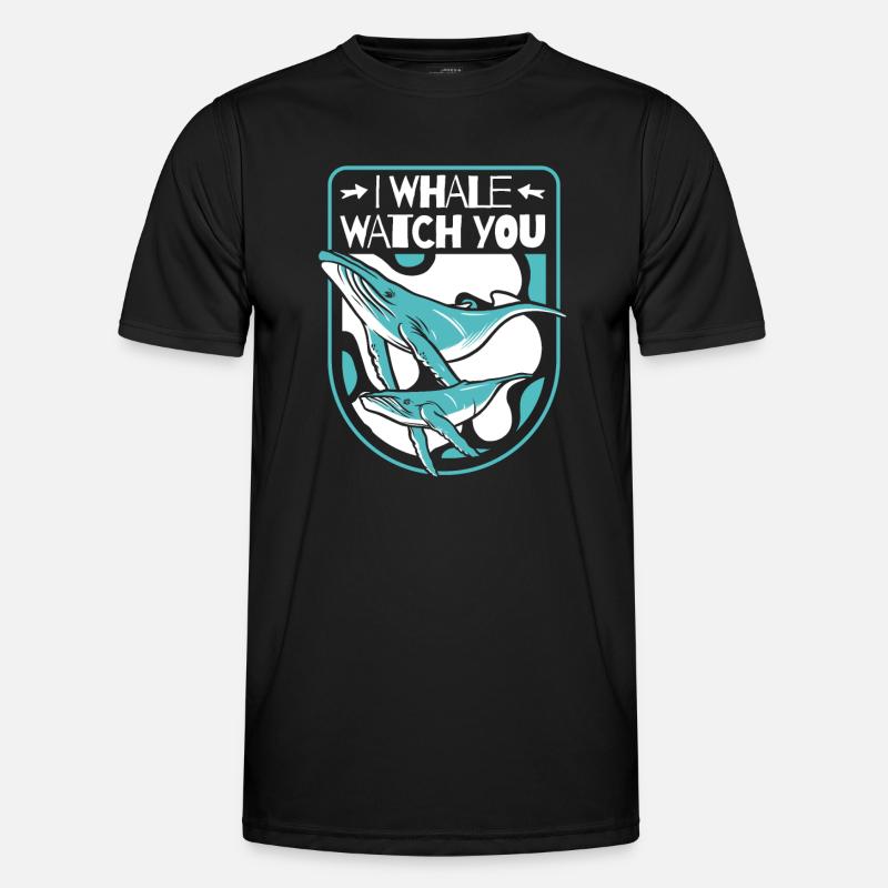 Ich beobachte dich Blauer Beluga-Cachalot-Wal - Männer Funktions-T-Shirt - Schwarz