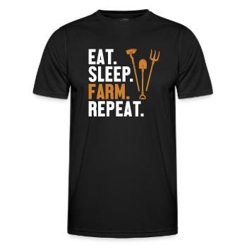 Eat Sleep Farm Repeat Agriculture Organic Farmer - Men's Functional T-Shirt - black - Front - AI Model Male 178 dark (178cm)