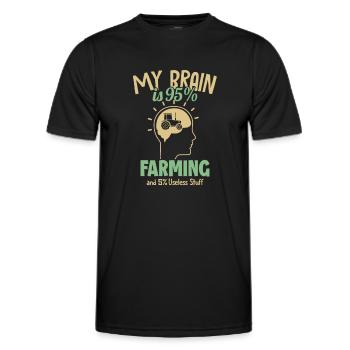 My Brain is 95% Farming Farmer Agriculture - Men's Functional T-Shirt - black - Front - AI Model Male 178 dark (178cm)