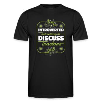 Introverted But Willing To Discuss Tractors Bauer - Men's Functional T-Shirt - black - Front - AI Model Male 178 dark (178cm)