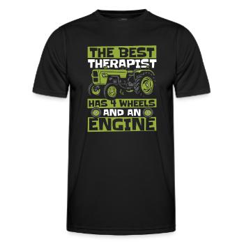 The Best Therapist Has 4 Wheels Bauer Biobauer - Men's Functional T-Shirt - black - Front - AI Model Male 178 dark (178cm)