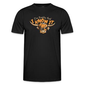 I'm Pretty And I Know It Highland Cow Highland - Men's Functional T-Shirt - black - Front - AI Model Male 178 dark (178cm)