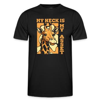 Mein Hals ist mein Kapital Giraffidae Nubischer Afrikaner - Männer Funktions-T-Shirt - Schwarz - Vorne - AI Model Male 178 dark (178cm)