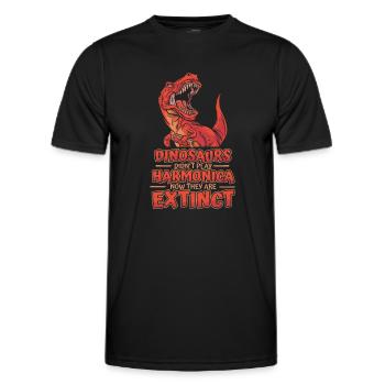 Dinosaurs Didn't Play Harmonica Mouth Harp - Men's Functional T-Shirt - black - Front - AI Model Male 178 dark (178cm)