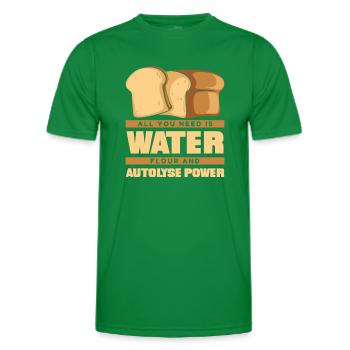 Water Flour And Autolyse Power Bread Dough Lover - Men's Functional T-Shirt - kelly green - Front - AI Model Male 178 dark (178cm)