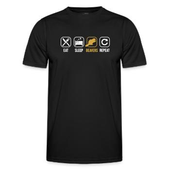 Essen Schlaf Biber Wiederholen Castor Canadensis - Männer Funktions-T-Shirt - Schwarz - Vorne - AI Model Male 178 dark (178cm)