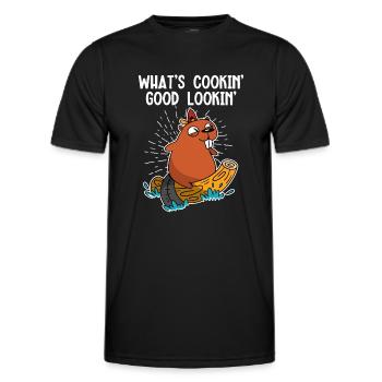Was kocht gut aussehend Nordamerika - Männer Funktions-T-Shirt - Schwarz - Vorne - AI Model Male 178 dark (178cm)