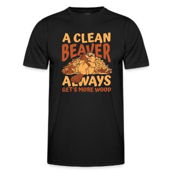 Clean Beaver bekommt immer mehr Holz nach Norden - Männer Funktions-T-Shirt - Schwarz - Vorne - AI Model Male 178 dark (178cm)
